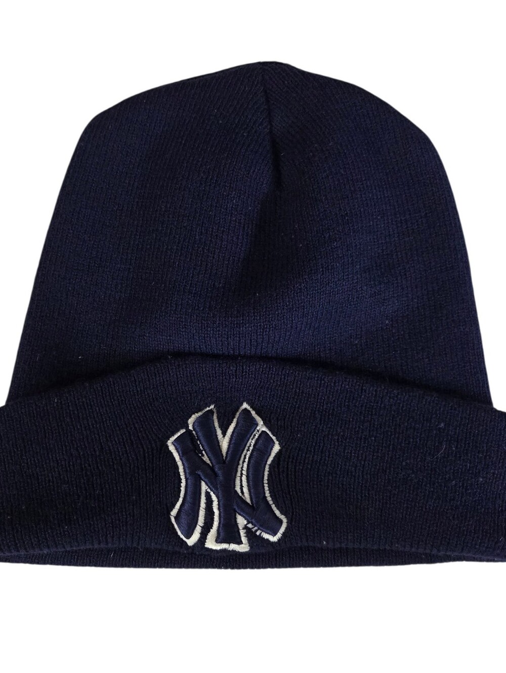 New York Yankees Blue Knit Beanie One Size -3in Cuff -Ribbed -Embroidered Emblem